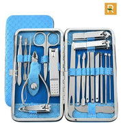 Màu Xanh Da Trời Bộ Cắt Móng Tay 19 Món Bằng Thép Không Gỉ Cao Cấp Của Rosslyn
