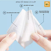 Số Lớp Của Bông Tẩy Trang Cao Cấp 3 Lớp 100% Cotton Túi 220 Miếng Mềm Mịn