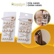 Set Kẹp Tóc Ngọc Trai Kim Loại Phong Cách Retro Siêu Dễ Thương