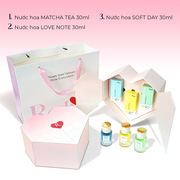 [SET QUÀ TẶNG TRÁI TIM] Combo 3 chai nước hoa Love Note, Soft Day, Matcha Tea dung tích 30ml