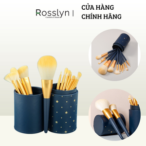 Bộ cọ trang điểm 12 cây kèm hộp đựng ngôi sao đa năng lông mịn dễ tán kèm cốc đựng - QT114 - Rosslyn