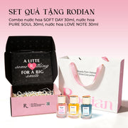 [Set quà tặng doanh nghiệp] Combo 3 chai nước hoa Pure Soul, Soft Day, Love Note dung tích 30ml nhà Rodian