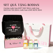 [Set quà tặng doanh nghiệp] Combo 3 chai nước hoa Soft Day, Love Note, Matcha Tea dung tích 30ml nhà Rodian