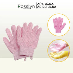 Găng tay tắm tẩy da chết màu hồng-QT164-Rosslyn